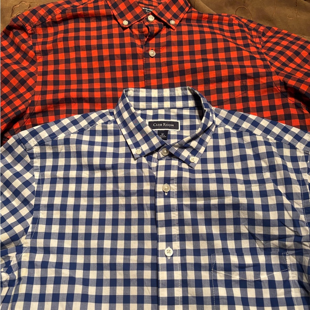 Lot of two Club Room Men's Checkered Shirts Sz Medium